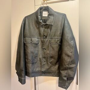 Topman Black Faux Leather Shirt Jacket